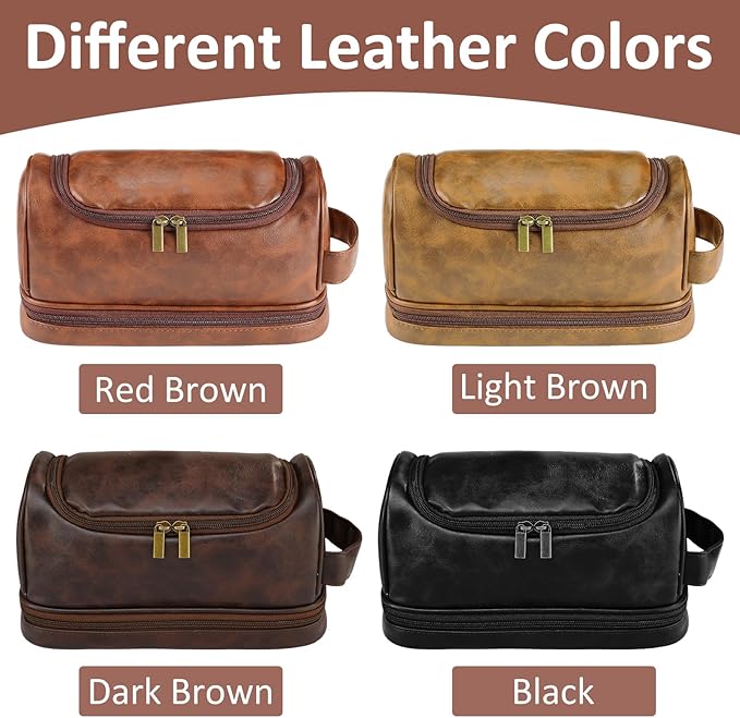 Personalized Toiletry Bag for Men, Custom Leather Toiletry Bag, Double Sided customization, Men Dopp Kit Gift, Gifts for Boyfriend, Dad, Son Husband Father's Day, Wedding, Anniversay, Birthday