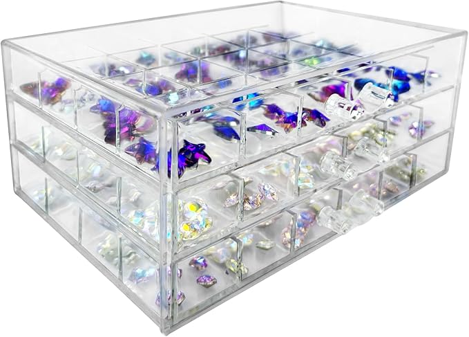 3 Tier 72 Lattice Nail Organizers and Storage Clear Acrylic Nail Jewellery Accessories Storage Case Holder Shelves Display Rack Stand for Painted Glue,Brushed Glue,Carving Glue Nail Table