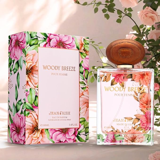 Jean Rish Woody Breeze Eau De Parfum - Perfume for Women (3.4 Fl Oz / 100ml) with Black Currant, Iris & Praline Notes - Long Lasting and Luxury Fragrance