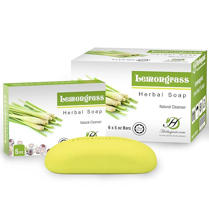 Lemongrass Herbal Soap | Pack of 6 of 5oz soap Bar | Ideal for Men and Women, Soothing and Nourishing Soap for Moisturization