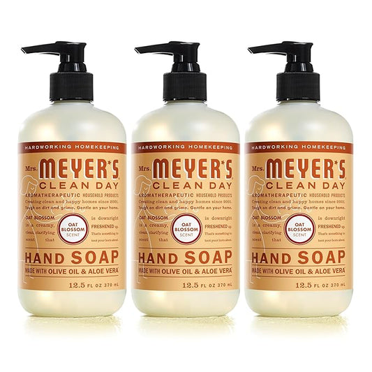 MRS. MEYER'S CLEAN DAY Hand Lotion for Dry Hands, Non-Greasy Moisturizer Made with Essential Oils, Oat Blossom, 12 oz Bottles, Pack of 3