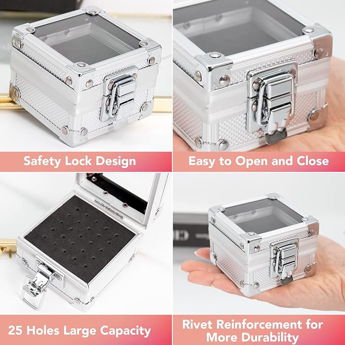 Onism 25Pcs Nail Drill Bits Set - 3/32 Inch Tungsten Carbide Ceramic Nail Bits Kit for Professional Manicure Pedicure Remover for Home Salon Acrylic Gel Nail Polish - With Nail Tool Box, Sanding Bands