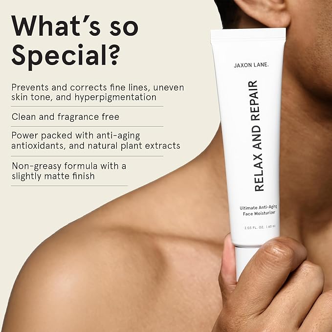 RELAX AND REPAIR Anti Aging Face Moisturizer for Men | Anti Wrinkle Cream for Face, Night Cream, Eye Cream with Niacinamide (Vitamin B3), Hyaluronic Acid, Vitamin E & Ceramides For Skin