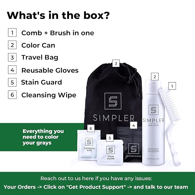 Simpler Hair Color Ginger Mustache and Beard Upgraded Brush Kit with 3 Brushes Included for Precision Application - Gentle, Natural Looking Ammonia Free Beard and Hair Dye for Men