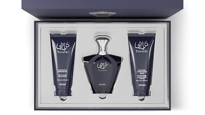 Afnan Turathi Homme Blue Gift Set – Eau De Parfum + Shower Gel + After Shave – Luxurious Perfume Gift Set For Men