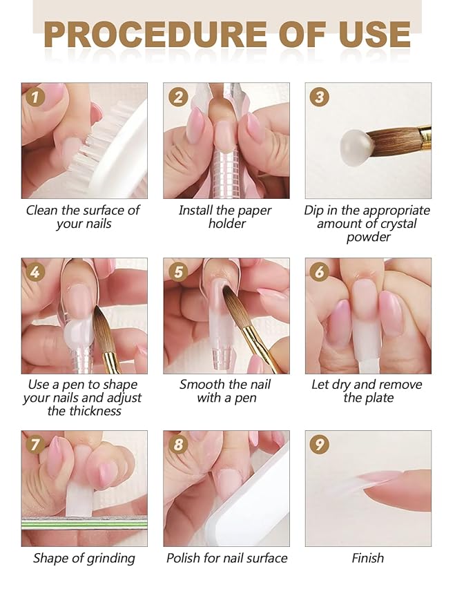 EBANKU 2 Colors Acrylic Nail Powder Set, White Clear Acrylic Powder Professional Nail Acrylic Powder for Nail Acrylic Extension, Nail Carving, Long-Lasting, No Nail Lamp Needed, 2.1 oz