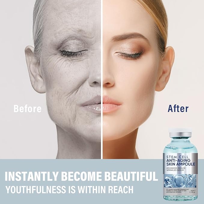 Stem Cell Serum for Face, Microneedling Serum, 2 Count Stem Cell Solution Ampoule to Use with and without Micro Needling, Anti Aging & Smooth Wrinkles