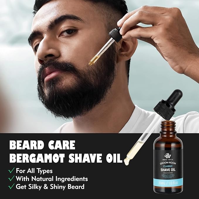 Bath Gift Set 14Pcs Beard Grooming, Bath & Body Spa Kit w/Beard Oil, Beard Balm, Beard Brush, Beard Comb, Beard Scissors, Storage Bag, Beard Growth Care for Men, Dad, Husband