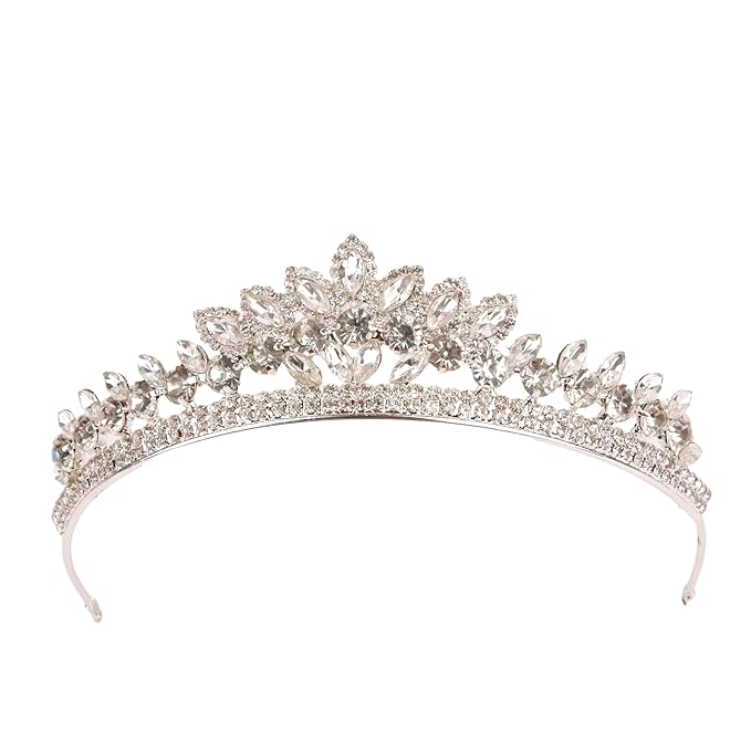 LIMELIA Women's Tiara for Henna Wedding Party|Glitter Hair Accessories for Bridal Birthday Pageant Prom Halloween Costume Christmas Party, Queen Princess Crowns | Leaf Model-Silver