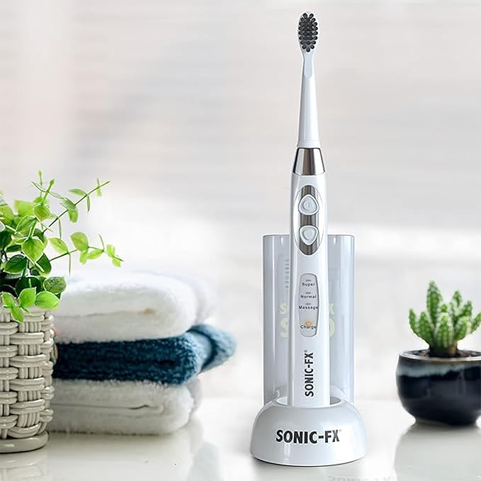 Solo Sonic 3 Brushing Modes Toothbrush with Smart Timer, Rechargeable Charging Dock | Electric 1 Interdental and 2 Tooth Brush Heads Toothbrush Includes Replacement of Heads, White