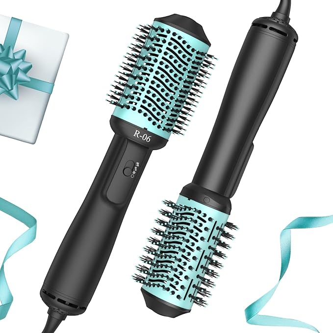 Hair Dryer Brush Blow Dryer Brush in One, 4 in 1 Hair Dryer and Styler Volumizer with Oval Barrel, Professional Salon Hot Air Brush for All Hair Types, Teal
