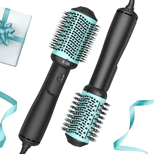 Hair Dryer Brush Blow Dryer Brush in One, 4 in 1 Hair Dryer and Styler Volumizer with Oval Barrel, Professional Salon Hot Air Brush for All Hair Types, Teal