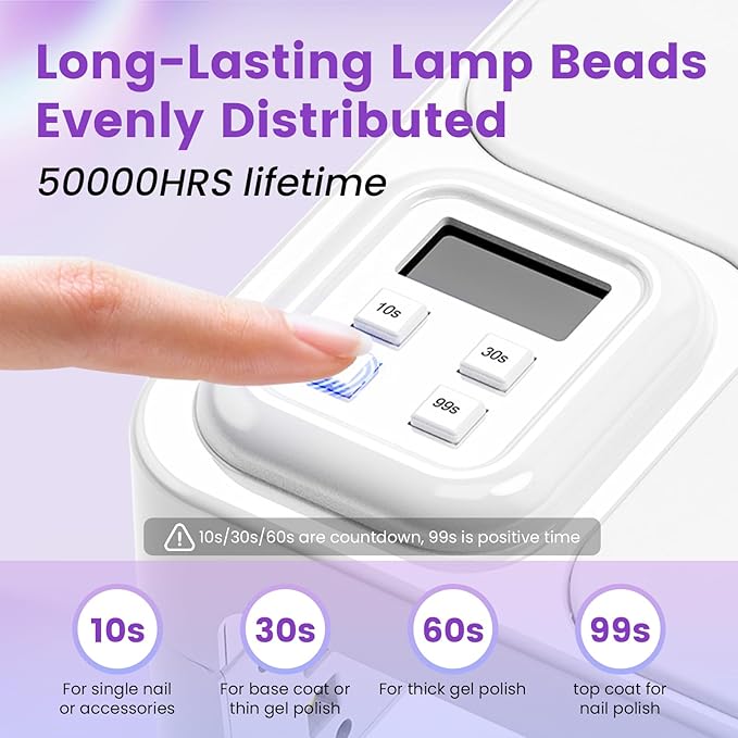 180W UV LED Nail Curing Lamp with Auto Sensor & 4 Timer Settings, Professional Gel Nail Dryer Light with Arm Rest, Fast Drying for Gel Polish, Press on Nails, Salon & Home Use