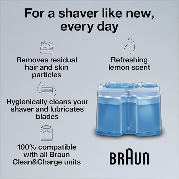 Braun Clean & Renew Refill Cartridges CCR, Replacement Shaver Cleaner Solution for Clean&Charge Cleaning System, Pack of 3