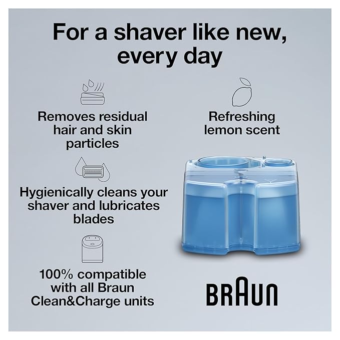 Braun Clean & Renew Refill Cartridges CCR, Replacement Shaver Cleaner Solution for Clean&Charge Cleaning System, Pack of 10