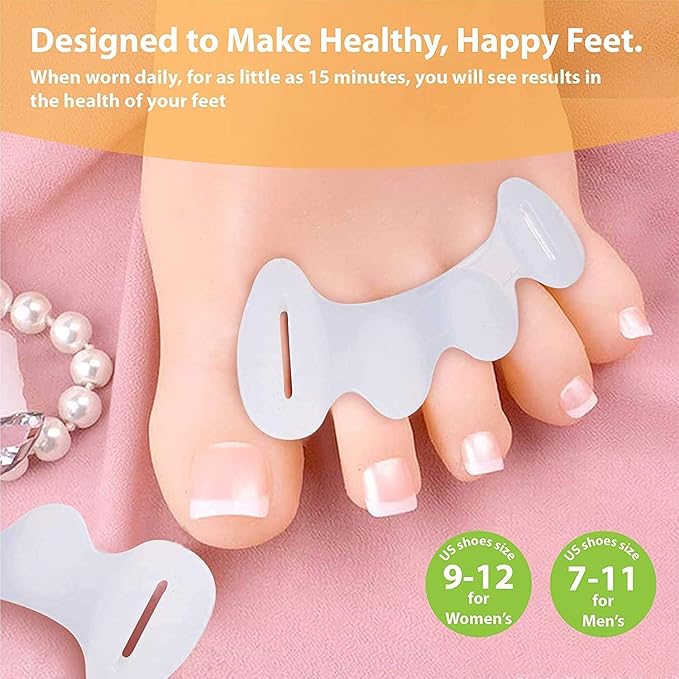 Toe Spacers (Bundle of Soft and Firm), Toe Separators for Alignment, Toe Straightener for Foot Pain Relief, Silicone Bunion Corrector for Women Big Toe, Supports Foot Health