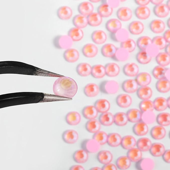Beadsland 1440pcs Flat Back Crystal Rhinestones Round Gems for Nail Art and Craft Glue Fix, Luminous Pink, SS20,4.6-4.8mm