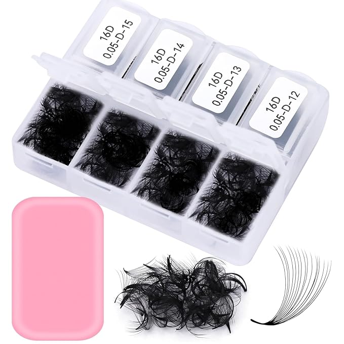 Obeyalash 600 Fans Lash Extensions Premade Fans Premade Volume Fans Eyelash Extensions Pro Made Fans Lash Extensions D Curl Handmade Loose Fans for Lash Extension Supplies (16D-0.05D-D, 8-15mm)