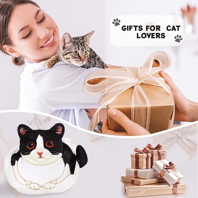 Drawstring Makeup Bag, Cat Makeup Bag, Travel Makeup Organizer, Cosmetic Pouch Bag, Cat Gift for Women, Lay Flat Makeup Bag Gifts for Cat Lovers