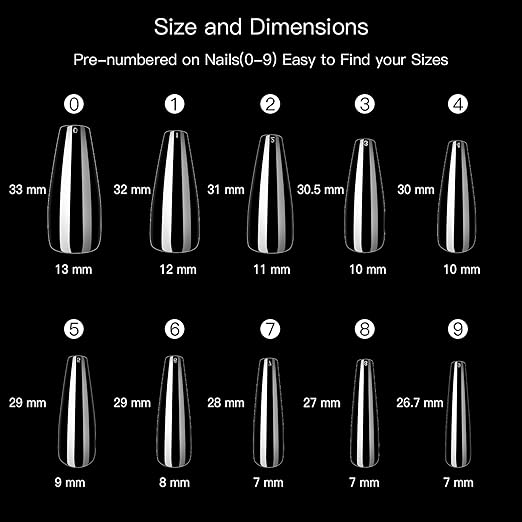 Makartt 40Pcs Nail Glues Bulk for Acrylic Nails with Coffin Nails Tips Bundle, Super False Nail Adhesive Glue for Nail Repair, 500pcs Clear Full Cover Press on Nails Long Ballerina Nails 10 Sizes