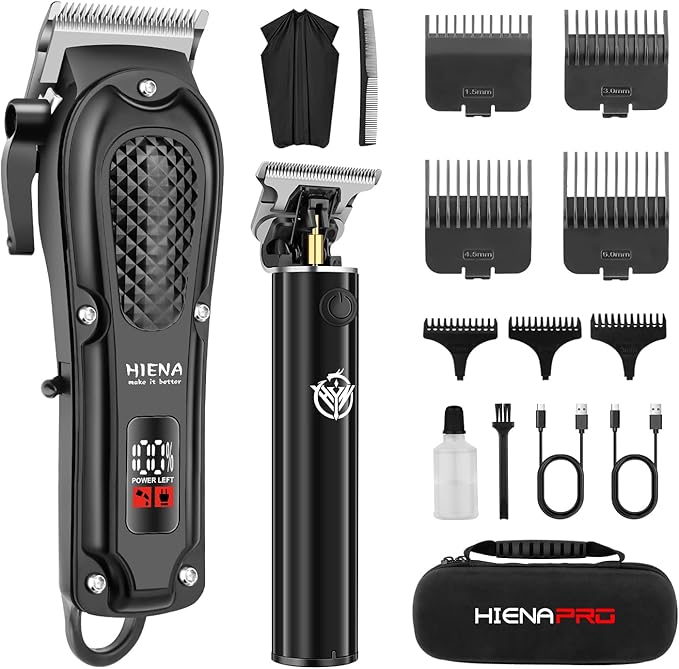 Professional Hair Clippers and Trimmers Kit, Cordless Rechargeable Clippers with LED Display, Haircut Clipper Set for Barbers, Gifts for Men