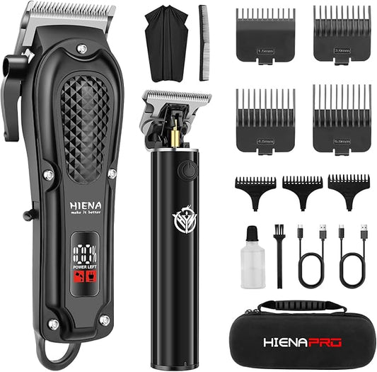 Professional Hair Clippers and Trimmers Kit, Cordless Rechargeable Clippers with LED Display, Haircut Clipper Set for Barbers, Gifts for Men