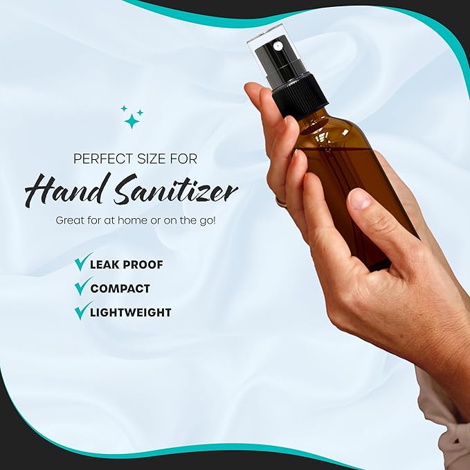 Nevlers 4 Oz Amber Glass Spray Bottles 3 Pack | Small Glass Spray Bottle Set with Shrink Wraps and Funnel | Leakproof Oil Spray Bottle and Spritzer Bottles for Hair, Body, & More