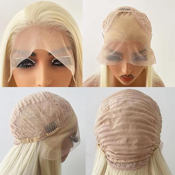 613 HD Glueless Lace Frontal Wigs Pre-Plucked,Similar Human Hair Synthetic Lace Front Wigs Pre-Plucked,Lace Front Wigs for Fashion Women 24 inch