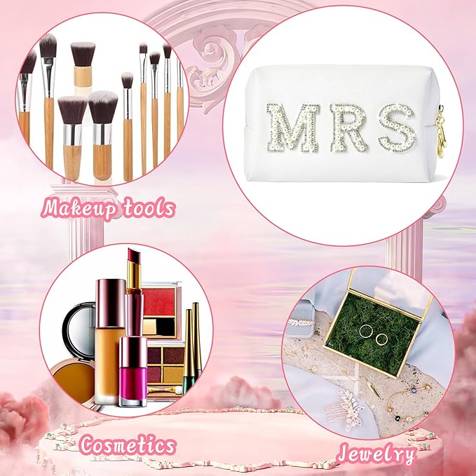 Bride To Be Gift Set - Makeup Bag, Slippers, Robe, Hair Clip - Wedding Gifts