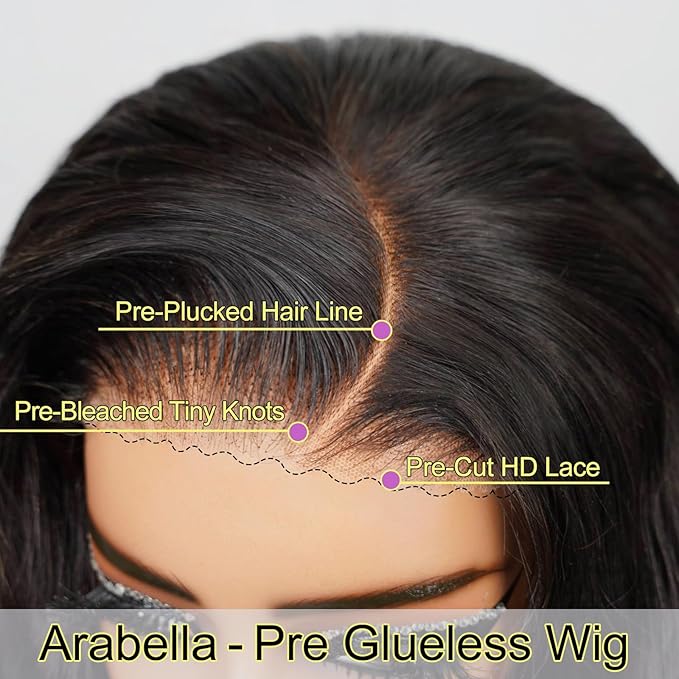 Arabella Hair 5x6 Bob Wig Real 210% Density Ready to Go Glueless Wig Human Hair 12A Straight Bob Wigs Pre Cut Lace Pre Bleached Tiny Knots (10inch, 5x6 Glueless Bob)