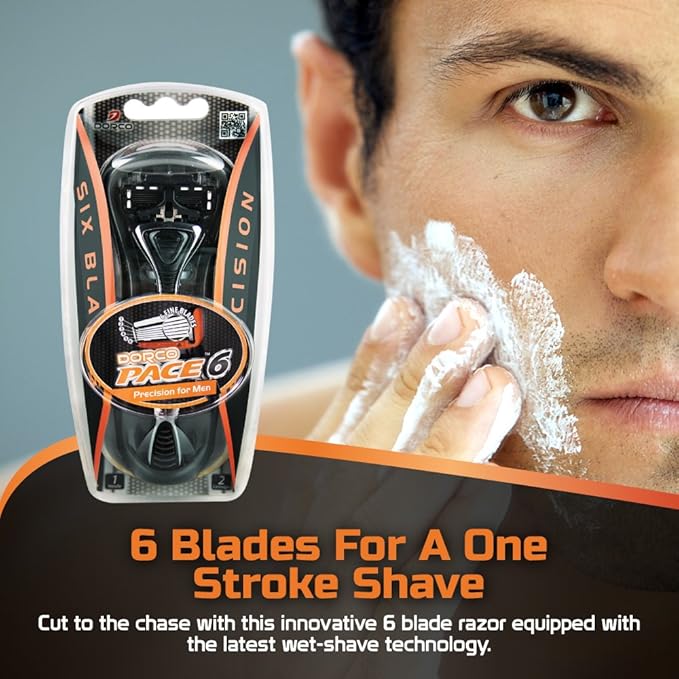 Dorco Pace 6 - Six Blade Razor Blade System - Value Pack (10 Pack + 1 Handle)
