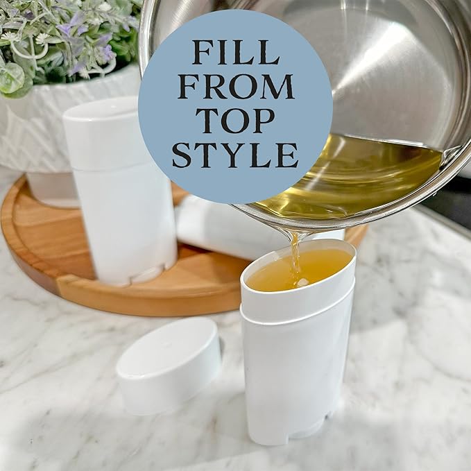 Cornucopia Brands 2.5oz Empty Deodorant Containers (8-Pack, 75ml); BPA-Free Plastic White Twist-Up Refillable Tubes for DIY Deodorant, Aromatherapy, Balm, Etc.