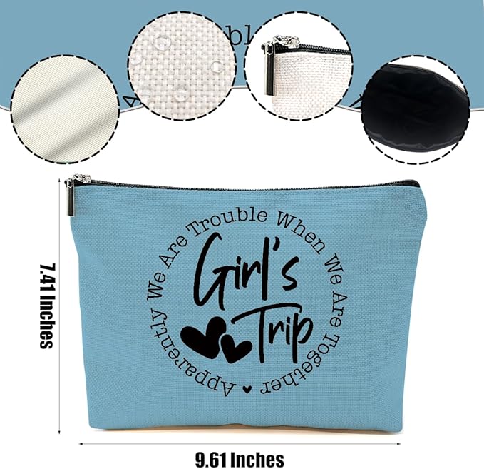 3Pcs Girls Trip Gifts Favors, 2025 Girls Weekend Gifts Makeup Bag, Vegas Gifts Weekend Bag Vacation Cosmetic Bag, Friendship Gifts for Women Friend BFF, Graduation Wedding Gifts Toiletry Bag