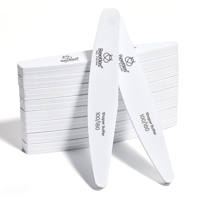 Beetles Nail File Nail Buffer, 10 pcs Sponge File and Buffers for Natural Nails, Double Sides Emery Boards for Nails, Nail Buffer and Shine Kit Nail Filer, 100/180 Grit Nail Files Fingernail Files