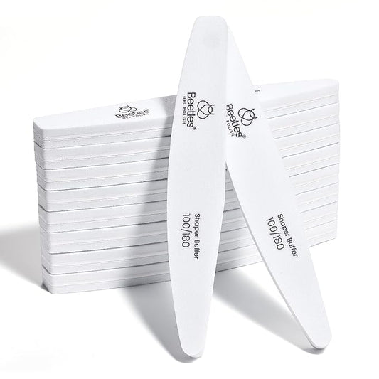 Beetles Nail File Nail Buffer, 10 pcs Sponge File and Buffers for Natural Nails, Double Sides Emery Boards for Nails, Nail Buffer and Shine Kit Nail Filer, 100/180 Grit Nail Files Fingernail Files