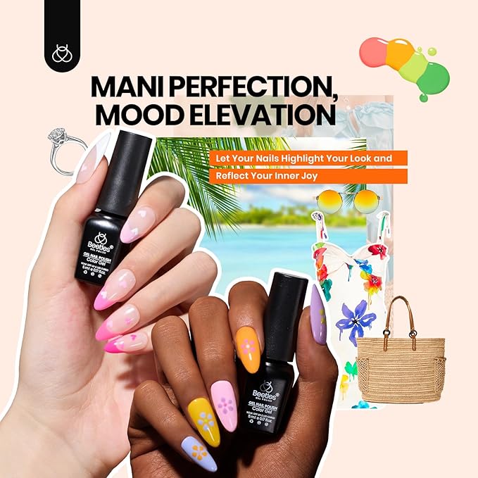 Beetles Gel Nail Polish Kit with U V Light-75PCS Chic Outfits 45 Colors Gel Polish Starter Kit,Soak Off All Season Gel Nail Kit with 5PCS Base Top Coat Nail Art Tools-Perfect Manicure Kit for Women