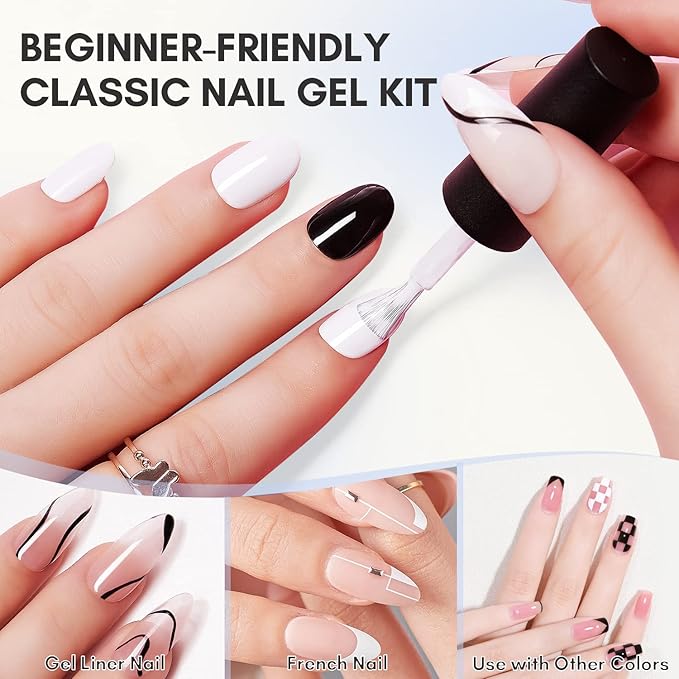 Makartt Rechargeable UV LED Light Cordless Nail Lamp Aurora 36W Professional Nail Dryer Bundle With Gel Nail Polish Kit,Black White Nail Polish Gel Set Noir & Blanc Fall Color Soak Off Nail Gel Polish