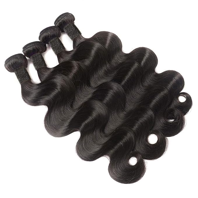 12A Bundles Human Hair Body Wave 16 16 18 18 Inch Human Hair Bundles 100% Unprocessed Brazilian Virgin Hair Body Wave Bundles Human Hair Extensions Natural Black 4 Bundle