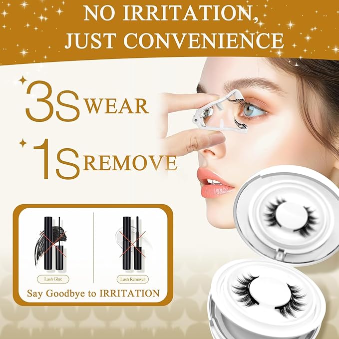 Ginani Magnetic Lashes,Ginani Magnetic Lashes Kit,Magnet Eyelashes with Applicator Natural Look,Reusable No Glue Needed Soft Eyelashes Kit for Women(Natural+Fuller+Simple)