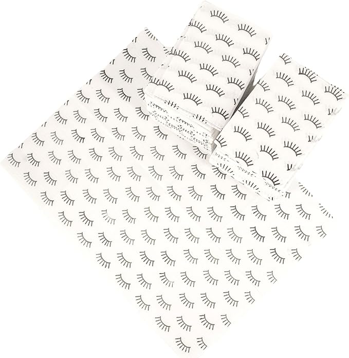 Disposable Lashing Dental Bib | 125 Pack | Size 13x18" inches | Eyelash Extension Supplies | White Bib with Simple Lash Print Design