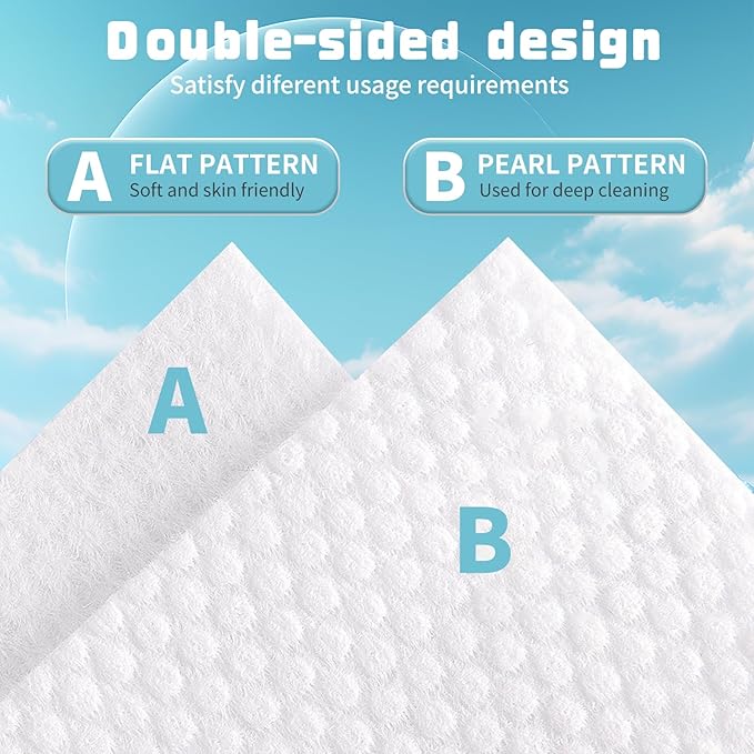 100 Count Disposable Face Towel, Biodegradable Cotton Facial Dry Wipes, Super Soft & Thick Face Cloth, Lint-Free Face Towelettes for Sensitive Skincare, Makeup Remover Dry Wipes, Facial Cleansing