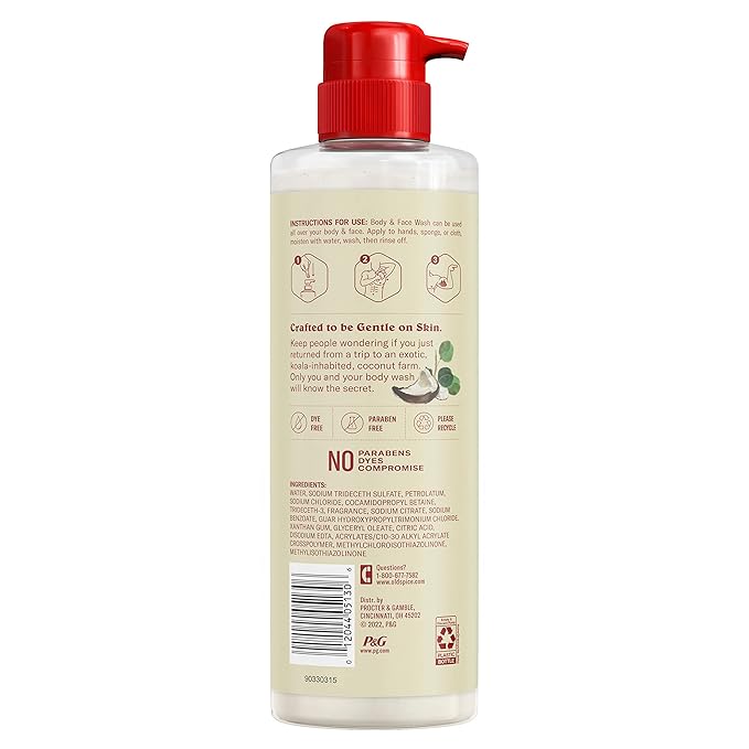 Old Spice GentleMan's Exfoliating & Moisturizing Body Wash for Men, 24/7 Shower Fresh with Long Lasting Scent, Renewing Vitamin B3 Blend, Eucalyptus + Coconut Oil Scent, 18 oz (Pack of 4)