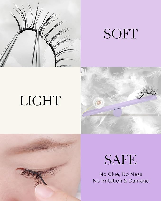 BEYELIAN Soft Magnetic Eyelashes, Reusable Magnetic Lashes with Applicator Natural Look No Glue Needed Comfortable & Secure Fit for All-Day Wear (1 Pair,SME01)