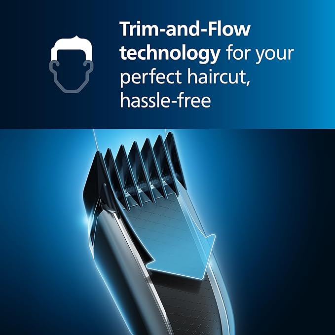 Philips Norelco Hair Clipper 3000 Series, Hair and Beard Trimmer, Trim-and-Flow Technology, DualCut Technology, DuraPower, 13 Length Settings, 45 Min. Runtime, Zero Maintenance, HC3525/40