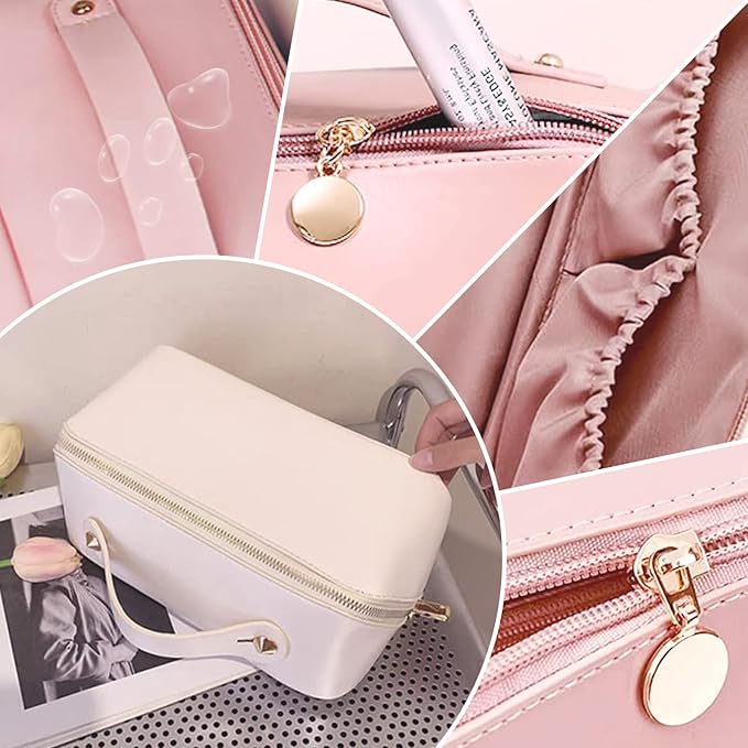 Travel Cosmetic Bag - Multifunctional Makeup Bag for Easy Access, Waterproof, Large-capacity, with Handle and Divider