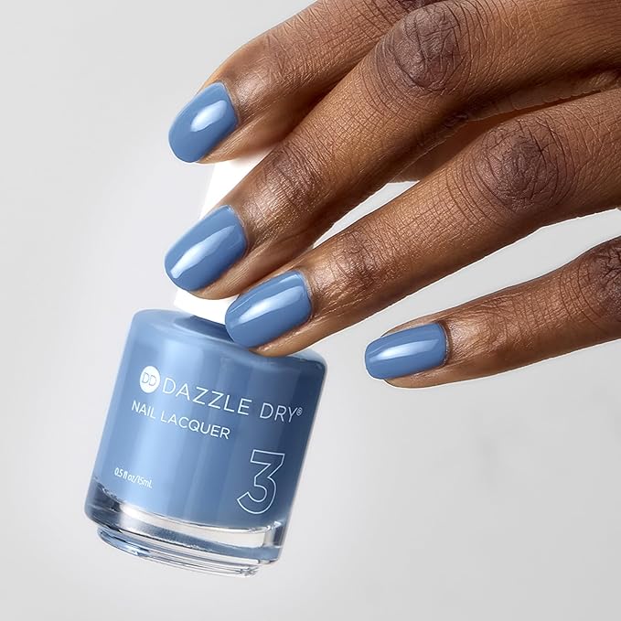 Dazzle Dry Nail Lacquer (Step 3) - Varsity Blues - A muted light denim. Full coverage cream. (0.5 fl oz)