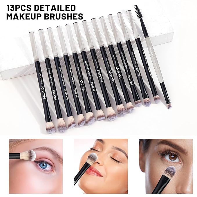 MAANGE 20 PCS Foundation Makeup Brush Set, Double-ended Kabuki Contour Brush for Liquid Powder Concealer Blending Blush Face Makeup Tools (Black)