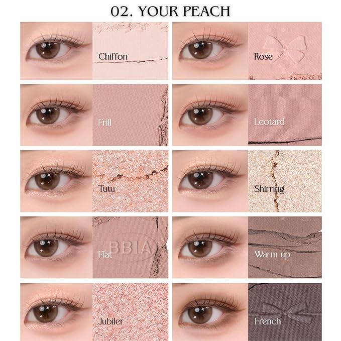 BBIA Essential Eye Palette - Buildable & Blendable Eyeshadow Palette Matte Finish & Gorgeous Shimmer Glitter Pearls Warm Cool Natural Shade Soft Shadow Colors Vegan Korean Makeup (02 YOUR PEACH)