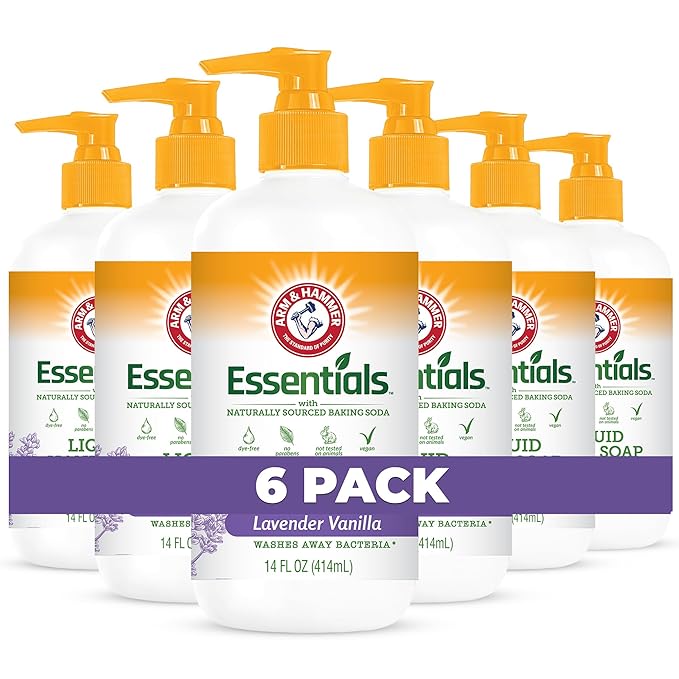 Arm & Hammer 6 Pack Liquid Hand Soap for Skin Cleaning - Cleanser for Kitchen & Bathroom with Lavender Vanilla Scent - Natural Hand Soap Cleanses, Softens 14 FL Oz (414ml)