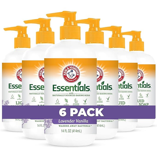 Arm & Hammer 6 Pack Liquid Hand Soap for Skin Cleaning - Cleanser for Kitchen & Bathroom with Lavender Vanilla Scent - Natural Hand Soap Cleanses, Softens 14 FL Oz (414ml)